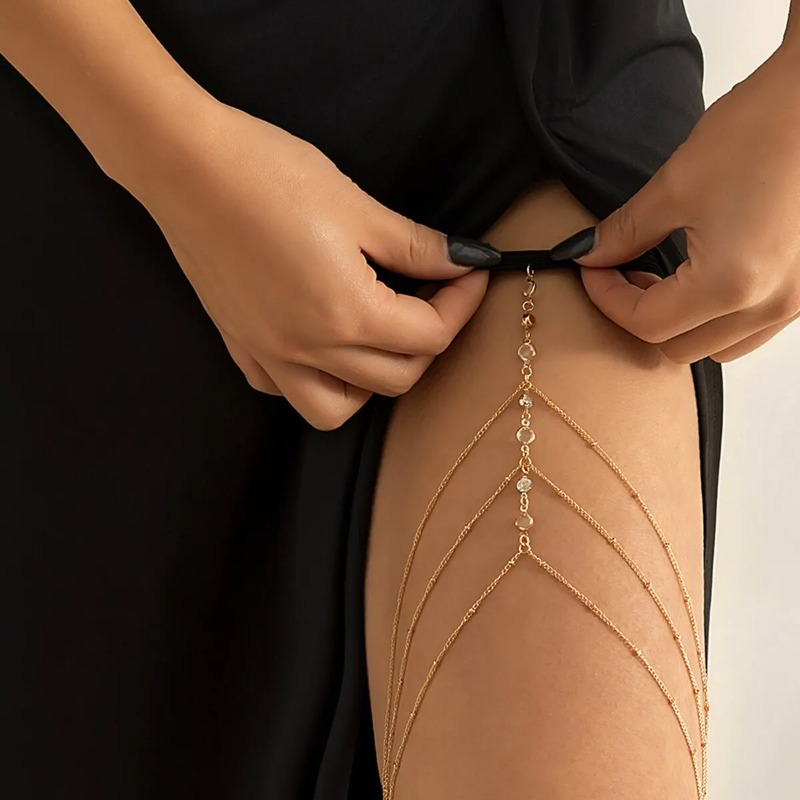 Women Summer Sexy Tassel Multi - Body Jewelry Thigh Chain 评论和价格