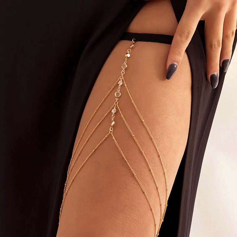 Women Summer Sexy Tassel Multi - Body Jewelry Thigh Chain 评论和价格