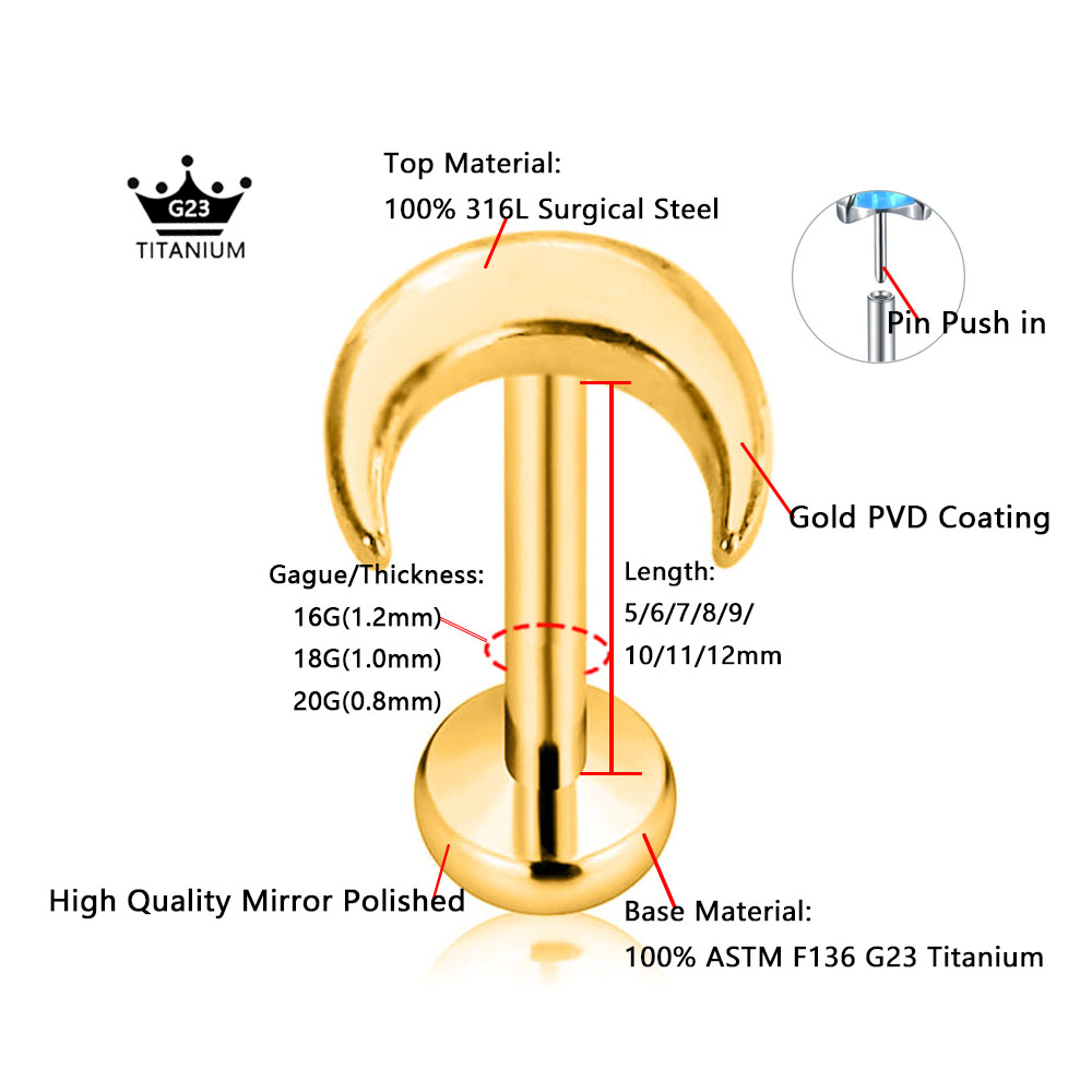 ASTM F136 G23 Titanium Shiny C - Body Jewelry Threadless 评论和价格