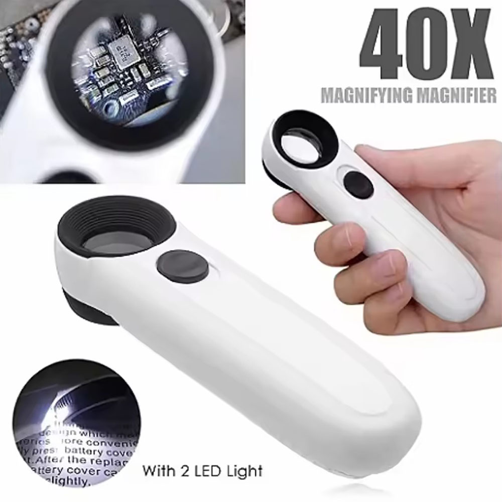 40X magnifying glass with 2 LE - Body Jewelry Websites 评论和价格