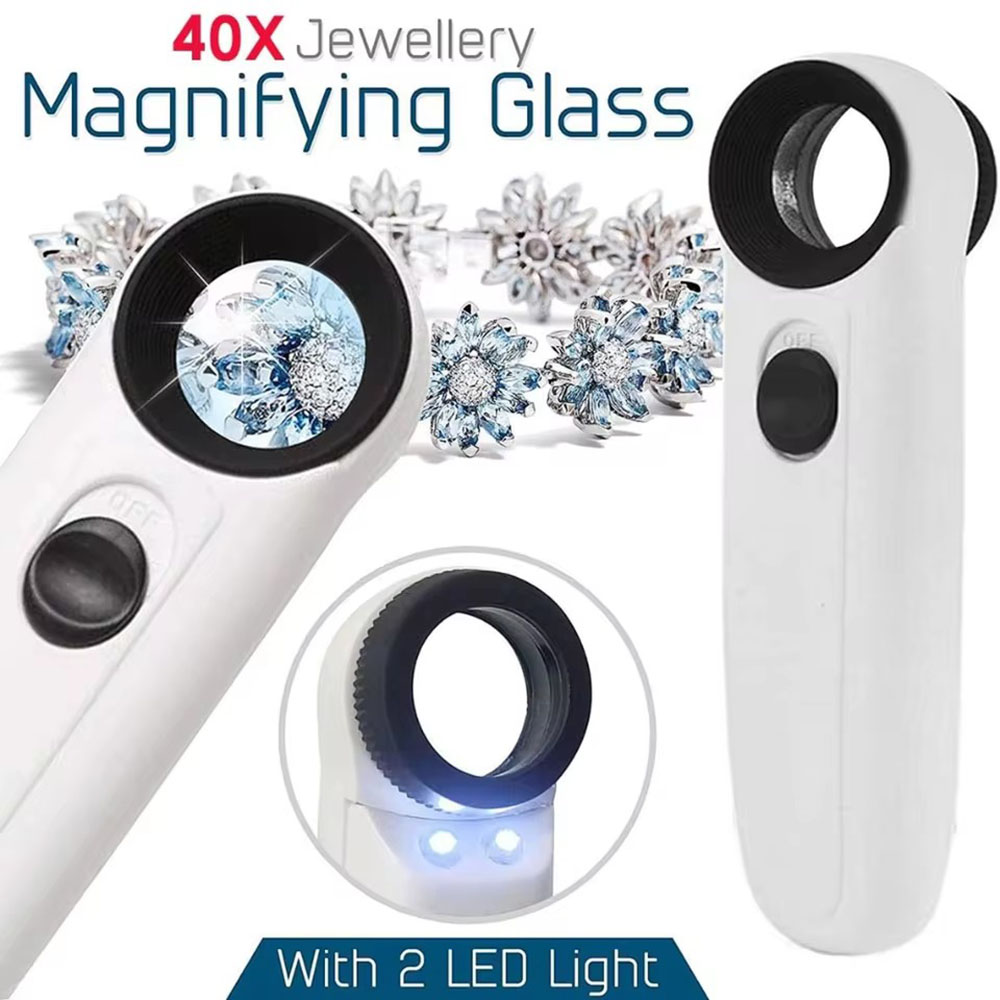 40X magnifying glass with 2 LE - Body Jewelry Websites 评论和价格