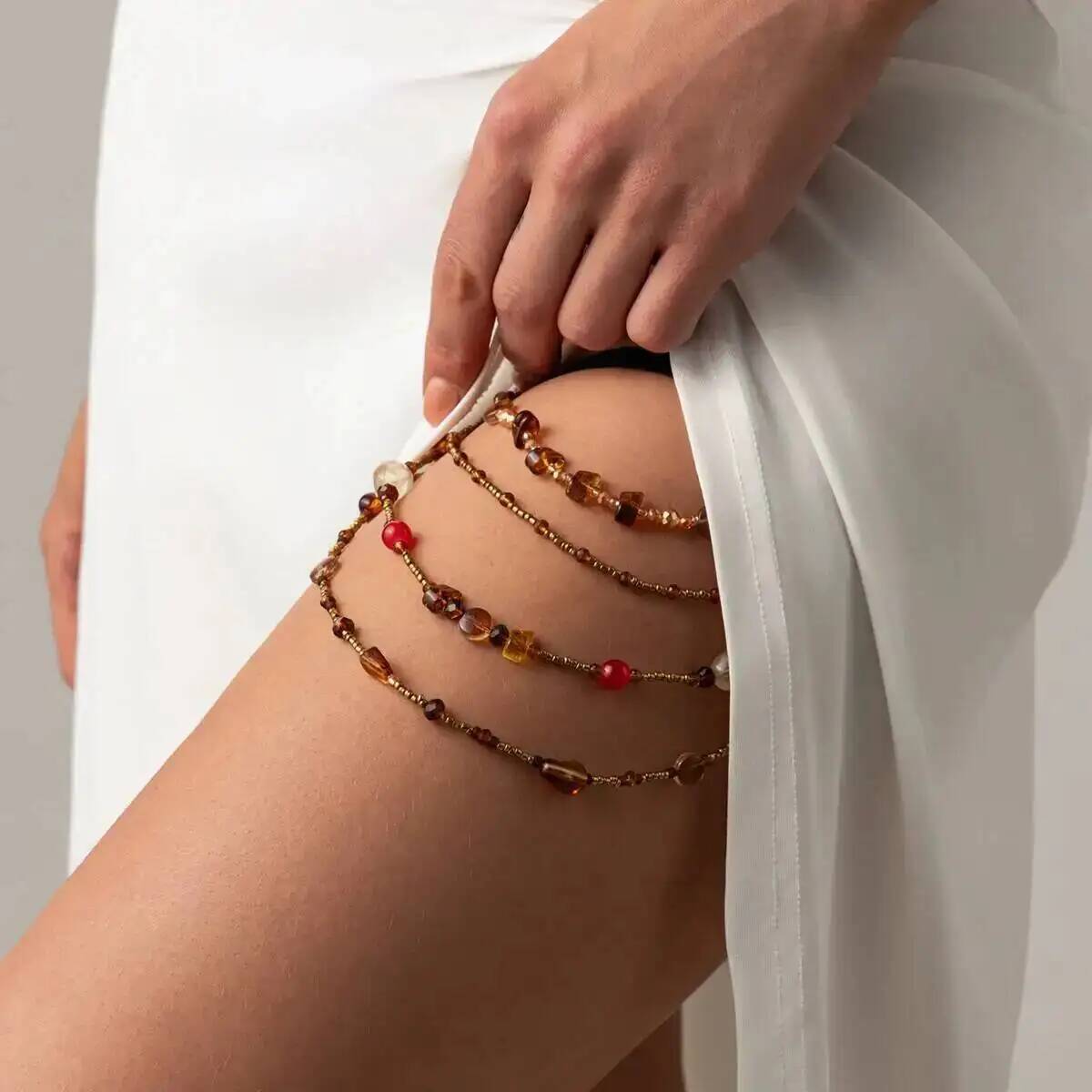 SHIXIN Boho Crystal Elastic Le - Body Jewelry Thigh Chain 评论和价格