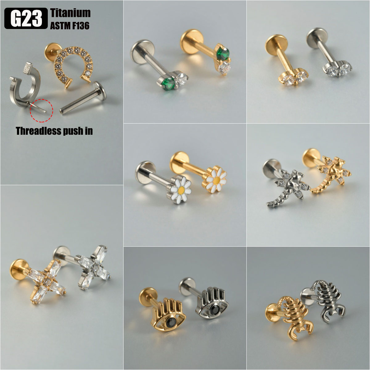 1PC G23 Titanium Threadless Pu - Body Jewelry Threadless 评论和价格