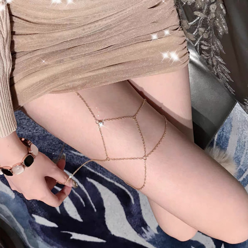 Bikini Chain Nightclub Diamond - Body Jewelry Thigh Chain 评论和价格