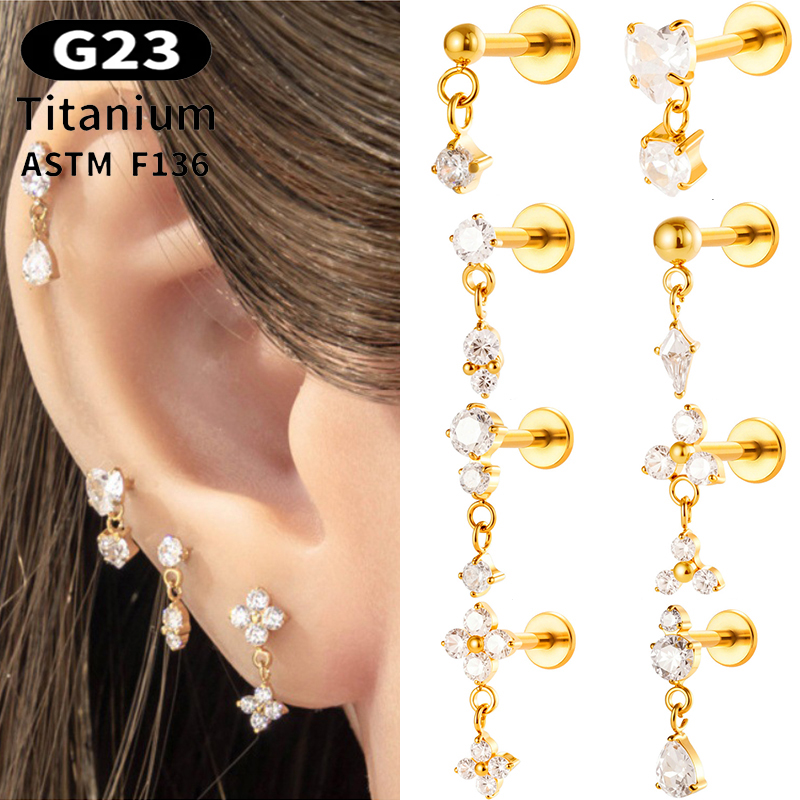 1PC G23 Titanium 16G Labret St - Body Jewelry Threadless 评论和价格