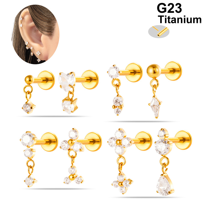 1PC G23 Titanium 16G Labret St - Body Jewelry Threadless 评论和价格