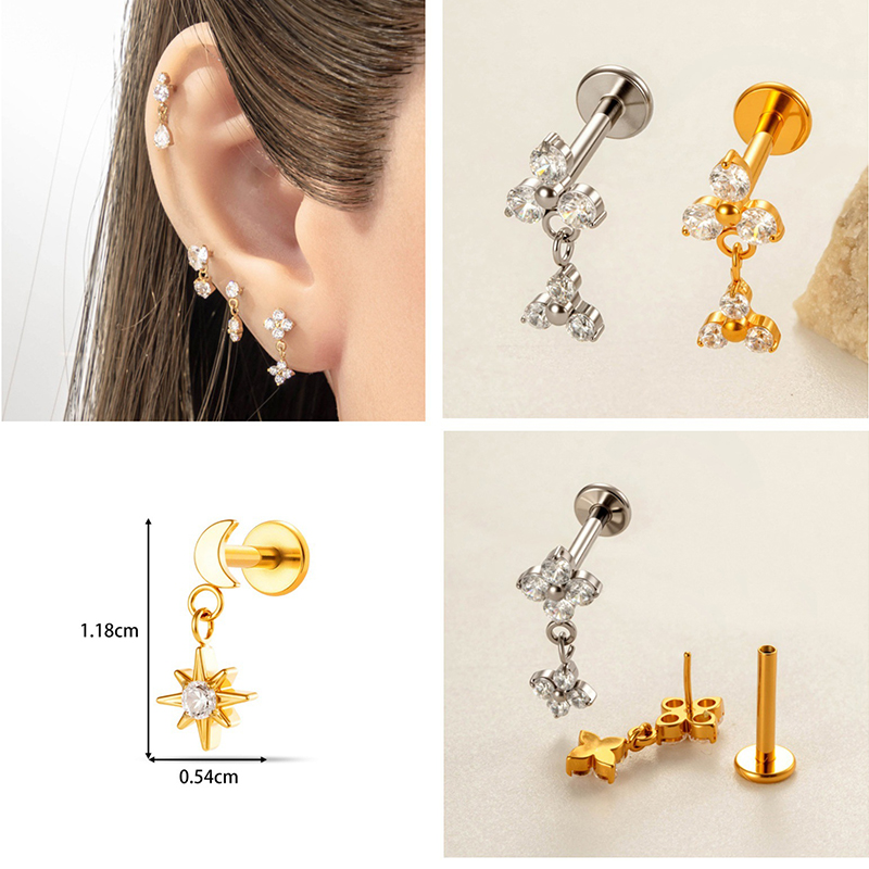 1PC G23 Titanium 16G Labret St - Body Jewelry Threadless 评论和价格