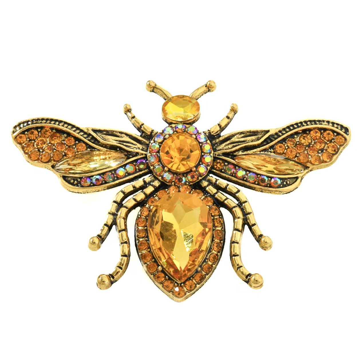 Retro gold bee brooch, yellow  - Body Jewelry Websites 评论和价格