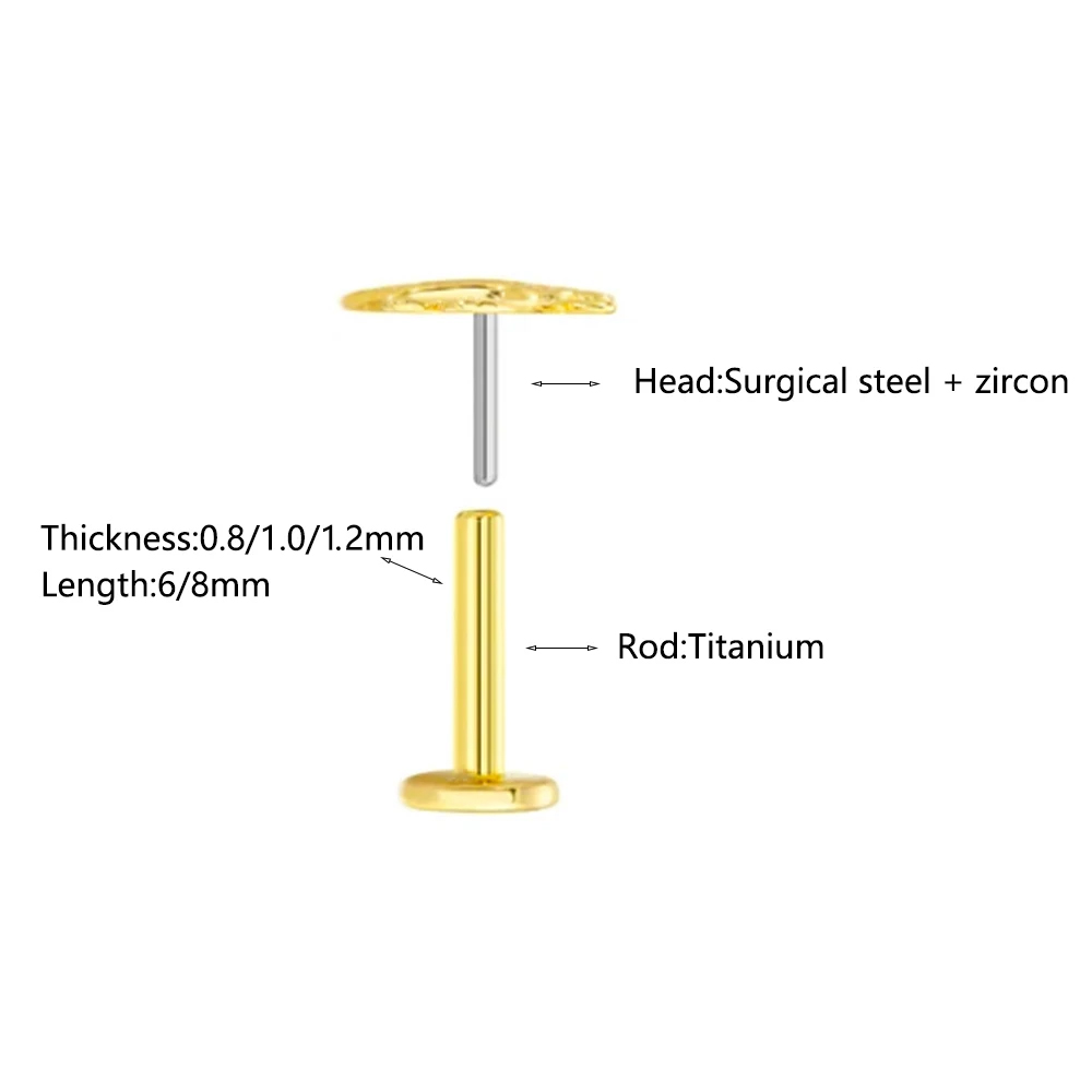 ASTM F-136 Titanium Labret Pie - Body Jewelry Threadless 评论和价格