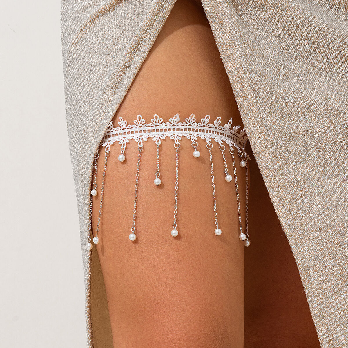 KunJoe Sexy Elegant White Lace - Body Jewelry Thigh Chain 评论和价格